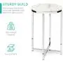 Best Choice Products 16in Side Table, Faux Marble Round End Table, Modern Small Accent Home Decor for Living Room, Dining Room, Tea, Coffee w/Metal Frame, Foot Caps, Designer - White/Chrome