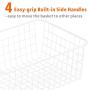 Wire Storage Basket, F-color Metal Household Storage Organizer Bin with 4 Built-in Handles for Pantry, Shelf, Freezer, Kitchen Cabinet, Bathroom, 4 Pack, White