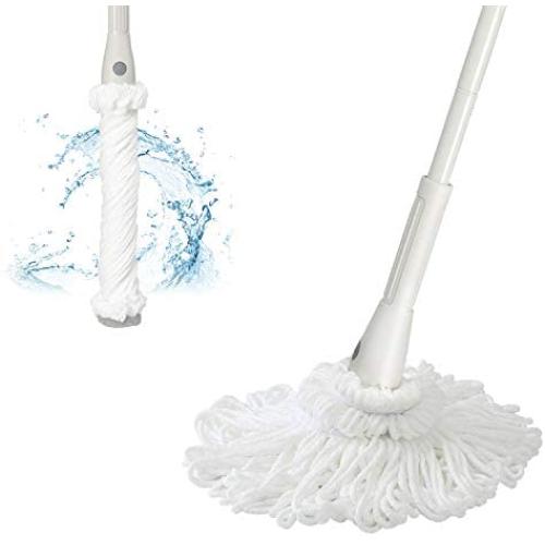JEHONN Mop for Floor Cleaning Microfiber Twist Tornado Mop Dust Mop with Wringer Self-Wringing Metal with 2 Washable Replacements 51 Inches, Grey