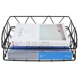 PAG 2 Packs Desktop File Organizer Metal Stackable Horizontal Letter Tray Paper Holder Rack, Black