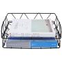 PAG 2 Packs Desktop File Organizer Metal Stackable Horizontal Letter Tray Paper Holder Rack, Black
