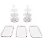 Pazstarle Set of 5 3-Tier Plastic Cake Stand Fruit Plate Portable Snack Display Tower For Wedding Party Baby Shower Christmas(Round)
