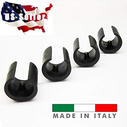 Breuer Chair Glides - Replacement Single Prong U-Shape Plastic Caps in Black (Set of 16) - Made in Italy