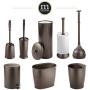 mDesign Compact Freestanding Plastic Toilet Bowl Brush and Holder for Bathroom Storage and Organization - Space Saving, Sturdy, Deep Cleaning, Covered Brush - Bronze