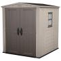 Keter Factor 6x6 Large Resin Outdoor Shed for Patio Furniture, Lawn Mower, and Bike Storage, Beige/Brown