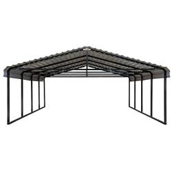 Arrow 20 x 20 29-Gauge Metal Carport with Steel Roof Panels, 20 x 20, Charcoal