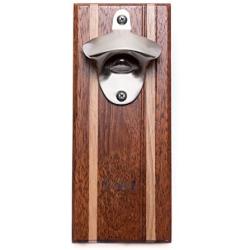 Bruntmor, CAPMAGS Strong Magnetic w/Zinc Alloy Beer Opener & Cap Catcher - Metal Magnetic (Merbau Wood)