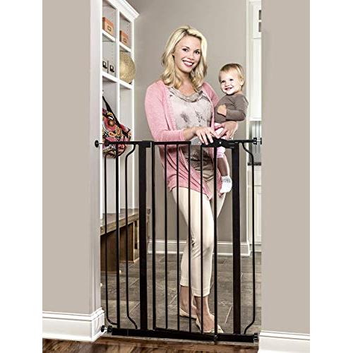 Regalo Easy Step Extra Tall Walk Thru Baby Gate, Bonus Kit, Includes 4-Inch Extension Kit, 4 Pack of Pressure Mount Kit and 4 Pack of Wall Cups and Mounting Kit, Black
