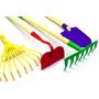 G & F Products JustForKids Kids Garden Tool Set Toy, Rake, Spade, Hoe and Leaf Rake, reduced size , made of sturdy steel heads and real wood handle, 4-Piece, Multicolored, 7 year old +, Model Number: 10018