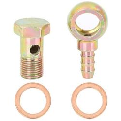 X AUTOHAUX 16mm Banjo Hose Barb Bolt Fitting Banjo Bolt Washer Bronze Tone Metal for Motorcycle Car