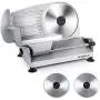 Meat Slicer, Anescra 200W Electric Deli Food Slicer with Two Removable 7.5’’ Stainless Steel Blades and Food Carriage, Child Lock Protection, 0-15mm Adjustable Thickness Food Slicer Machine- Silver