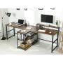 Sedeta 94.5 inches Two Person Desk, Double Computer Desk with Storage Shelves, Extra Long Workstation Desk with Monitor Stand, Power Strip with USB, Study Writing Desk for Home Office, Rustic Brown