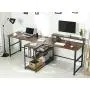 Sedeta 94.5 inches Two Person Desk, Double Computer Desk with Storage Shelves, Extra Long Workstation Desk with Monitor Stand, Power Strip with USB, Study Writing Desk for Home Office, Rustic Brown Sedeta 94.5 inches Two Person Desk, Double Computer Desk with Storage Shelves, Extra Long Workstation Desk with Monitor Stand, Power Strip with USB, Study Writing Desk for Home Office, Rustic Brown