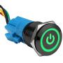 ESUPPORT Black 19mm 12V 5A Power Symbol Angel Eye Halo Car Green LED Light Metal Push Button Toggle Switch Socket Plug Wire Waterproof
