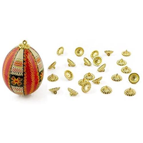 24 Gold Tone Ornament Caps - Egg Top Findings, End Caps