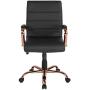Flash Furniture Mid-Back Black LeatherSoft Executive Swivel Office Chair with Rose Gold Frame and Arms