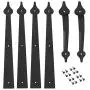 Homode Decorative Garage Door Hinges Handles, Faux Garage Door Accents, Metal Handles Hinges Hardware Kit, Screw Mounted, Black, Spear Style (4 Hinges+2 Handles)