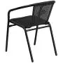 Flash Furniture 28 Square Glass Metal Table with Black Rattan Edging and 2 Black Rattan Stack Chairs Flash Furniture 28 Square Glass Metal Table with Black Rattan Edging and 2 Black Rattan Stack Chairs