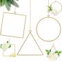 6 Pieces Metal Floral Hoop Wreath Geometric Hoop Wreath Frame Round Triangle Square Hoop Frame Flower Garland Hanging Pendant for DIY Flower Arrangement Macrame Wall Hanging Wedding Wall Decor