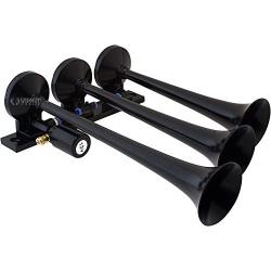 Vixen Horns Train Horn for Truck/Car. 3 Air Horn Black Trumpets. Super Loud dB. Fits 12v Vehicles Like Semi/Pickup/Jeep/RV/SUV VXH3118B