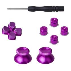 YoRHa 8 in 1 Metal Aluminum Thumbsticks Analog Sticks Joysticks & Bullet Buttons & D-pad eplacement Repair Kits(Dark Pink) for PS4/Slim/Pro Dualshock 4 Controller with Screwdriver