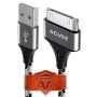 AGVEE Unbreakable Nylon Braided [3 Pack 10ft] 30 Pin Heavy Duty Fast Charger Cable, Slim Metal Shell End Case Friendly Charging Data Sync Cord for Phone 4/4S, Pad 1/2/3, Gray