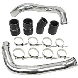 Turbo Intercooler Pipe and Boot Kit tubes Powerstroke Fit for F350 6.0L 2003-2007 (Silver)