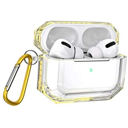 Hallsen AirPods Pro Case, [Upgraded] Soft Crystal Clear Bumper Case Cover for Apple AirPods Pro with Keychain Anti-Slip Anti-Yellowing Anti-Scratches for Men & Women (Lemon Yellow)