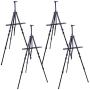 U.S. Art Supply 72'' Sturdy Black Aluminum Tripod Artist Field and Display Easel Stand (Pack of 4) - Adjustable Height 25'' to 6 Feet, Holds 52'' Canvas - Floor and Tabletop Displaying - Portable Bag