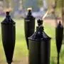 Deco Home Set of 4 Tikki Backyard Torch - 60 inch Citronella Garden Outdoor/Patio Flame Metal Torch - Black Matt