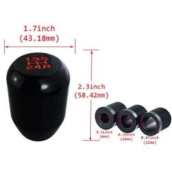 Abfer Black Stick Shift Gear Knob, Car Shifter Head 5 Speed Metal Shifting Knob Aluminum Alloy Shifter Handle Lever for Most Manual Transport Vehicles