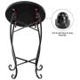 VINGLI Mosaic Accent Table, 14'' Round Side Table,End Table, Plant Stand Decor for Patio Porch Beach Theme Balcony Back Deck Pool Indoor Outdoor Coffee, Metal Cobalt Glass Top Black Iron(Blue Hawaii)