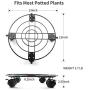 GARTOL Rolling Metal Plant Caddy - 13 Iron Round Plant Stand on Wheels, Garden Flower Pot Planter Mover, Heavy Duty Potted Plant Dolly for Outdoor & Indoor with Locking, Black