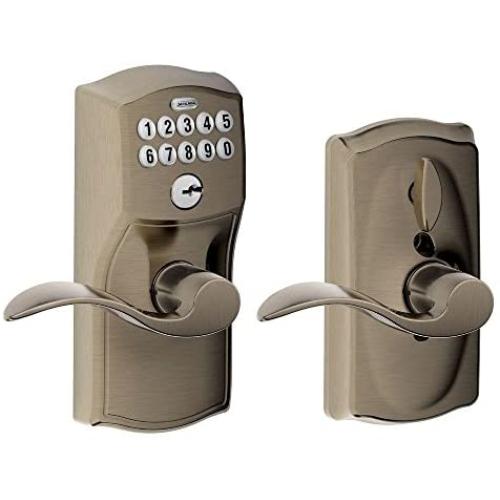 Schlage FE595 CAM 620 Acc Camelot Keypad Entry with Flex-Lock and Accent Levers, Antique Pewter