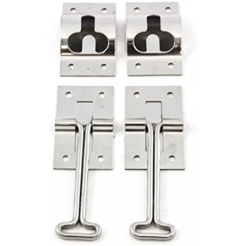 Red Hound Auto 2 Trailer 4 Inches T-Style Entry Door Catch Holder Metal Bracket Hook Keeper Stainless