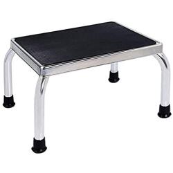 Vaunn Medical Foot Step Stool with Anti-Skid Rubber Platform, Chrome Plated Stool