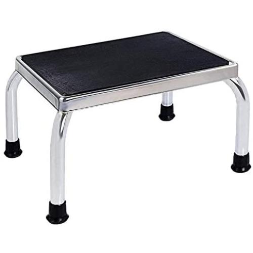 Vaunn Medical Foot Step Stool with Anti-Skid Rubber Platform, Chrome Plated Stool