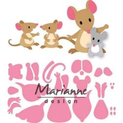 Marianne Design Collectables Elines Mice Family Die, Metal, Pink, 21.1 x 15.5 x 0.2 cm