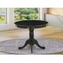 East West Furniture ANT-ABK-TP Antique Dining Table Made of Rubber Wood, 36 Inch Round, Wirebrushed Black Finish