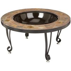 AmazonBasics 34-Inch Natural Stone Fire Pit with Copper Accents