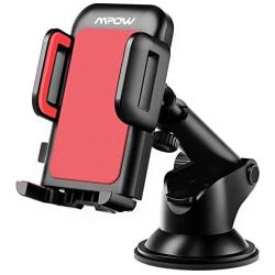 Mpow Car Phone Mount, Dashboard Car Phone Holder, Washable Strong Sticky Gel Pad with One-Touch Design Compatible iPhone 11 Pro, Max, X, XS, XR, 8, 7, 6 Plus, Galaxy S7, 8, 9, 10, Google Nexus, Red