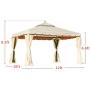 Erommy 10’ x 12’ Outdoor Canopy Gazebo Double Roof Patio Gazebo Steel Frame with Netting and Shade Curtains for Garden,Patio,Party Canopy-Cream