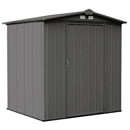 Arrow 6 x 5 EZEE Galvanized Steel Low Gable Shed Charcoal, Storage Shed with Peak Style Roof