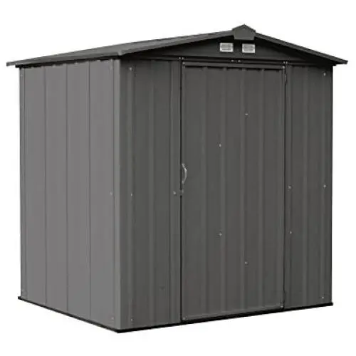 Arrow 6 x 5 EZEE Galvanized Steel Low Gable Shed Charcoal, Storage Shed with Peak Style Roof Arrow 6 x 5 EZEE Galvanized Steel Low Gable Shed Charcoal, Storage Shed with Peak Style Roof