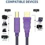 WAWPI Printer Cable 20 feet, USB 2.0 Cable A-Male to B-Male for Printer/Scanner (20 ft)