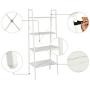 HOME BI 4-Tier Industrial Ladder Shelf Bookcase, Plant Stand Storage Rack Shelves, Vintage Furniture for Living Room, Bedroom, Office, White