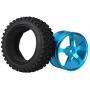 Mxfans Blue Aluminium Alloy 5 Spoke Wheel Rims + Black H Type Rubber Tyres Tires for RC 1:10 Off Road Car Buggy Upgrade Parts Pack of 4