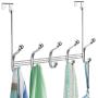 iDesign York Metal Over the Door Organizer, 5-Hook Rack for Coats, Hats, Robes, Towels, Jackets, Purses, Bedroom, Closet, and Bathroom, 15.28'' x 5.25'' x 11'', Chrome