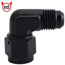 EVIL ENERGY 6AN Female to 6AN Male Flare 90 Degree Swivel Hose Fitting Adapter Aluminium Anodized Black