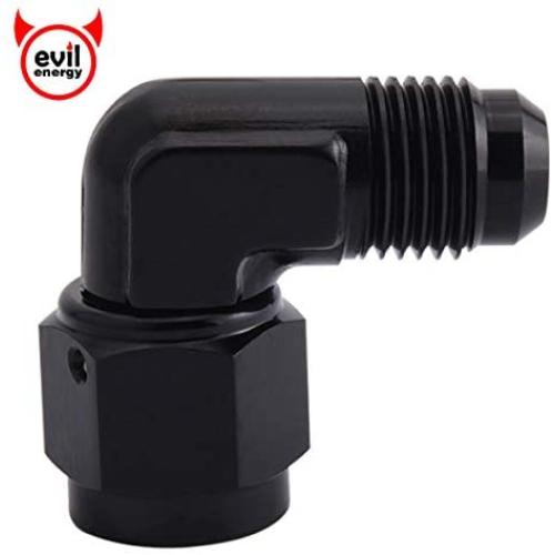 EVIL ENERGY 6AN Female to 6AN Male Flare 90 Degree Swivel Hose Fitting Adapter Aluminium Anodized Black